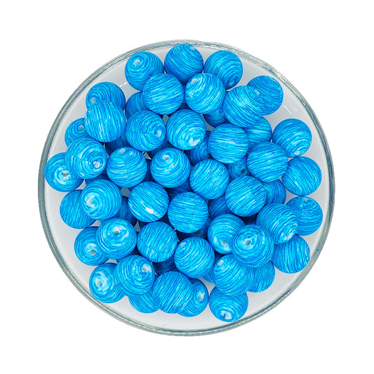 15mm Sky Print Round Silicone Beads