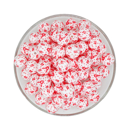 15mm Red Deer Print Round Silicone Beads