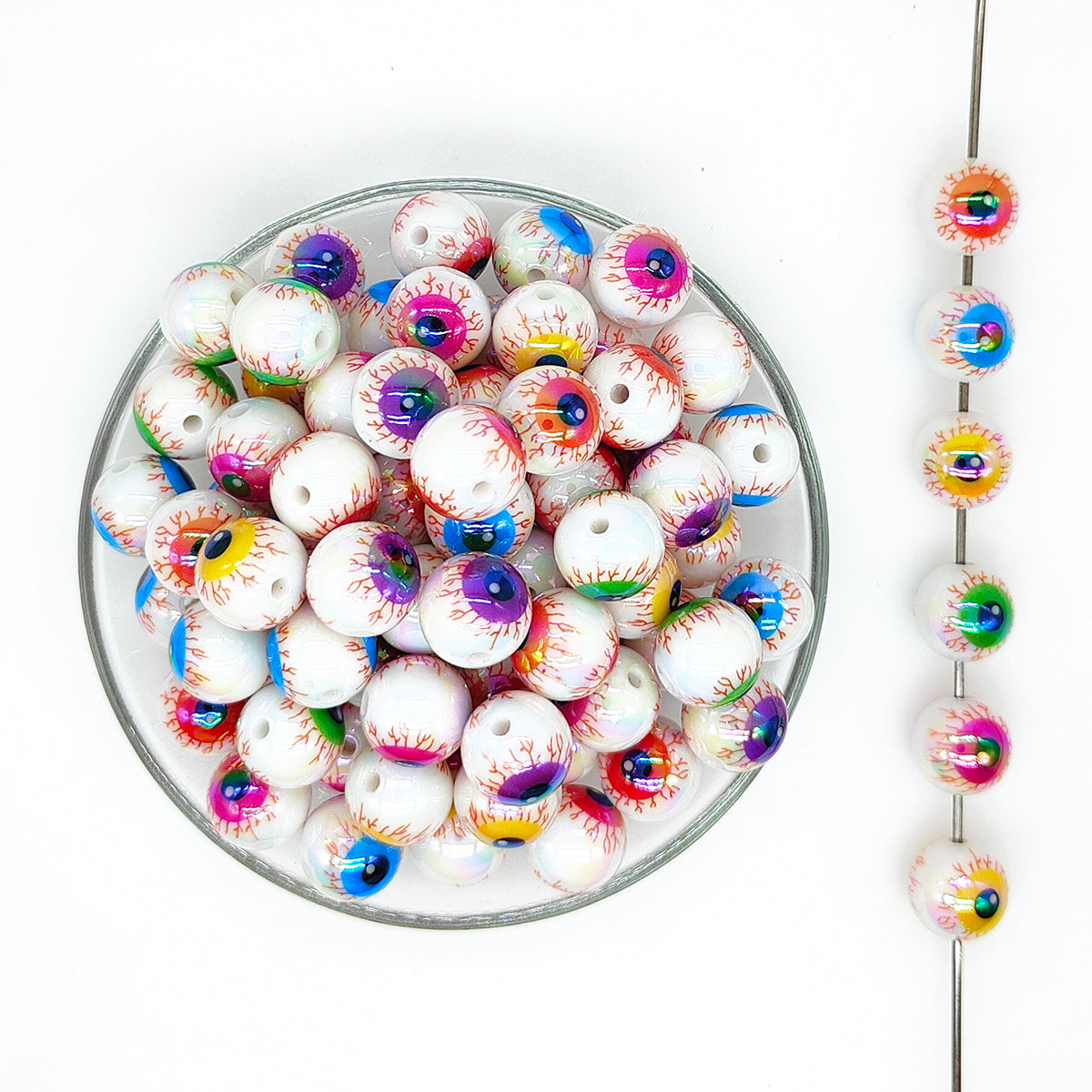16mm Iridescent Eyeball Bubblegum Acrylic Beads