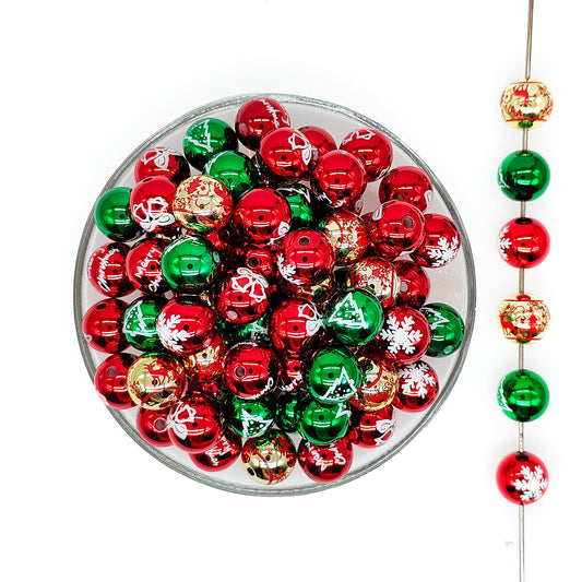 16mm Assorted Christmas Acrylic Gumball Beads