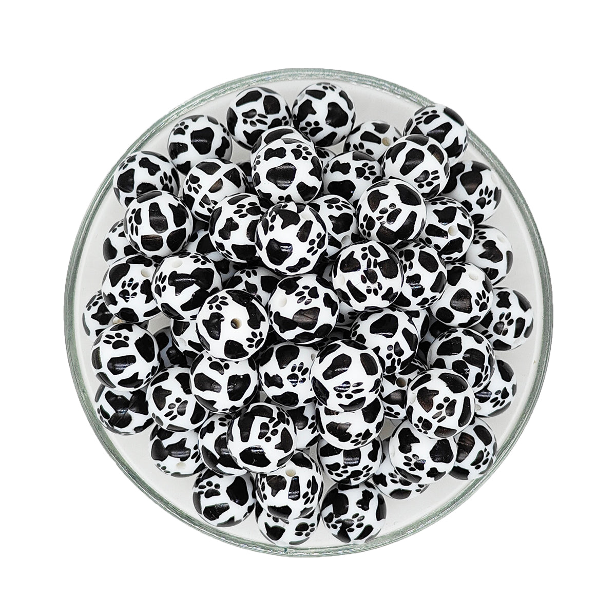 15mm Dog Paw Print Round Silicone Beads