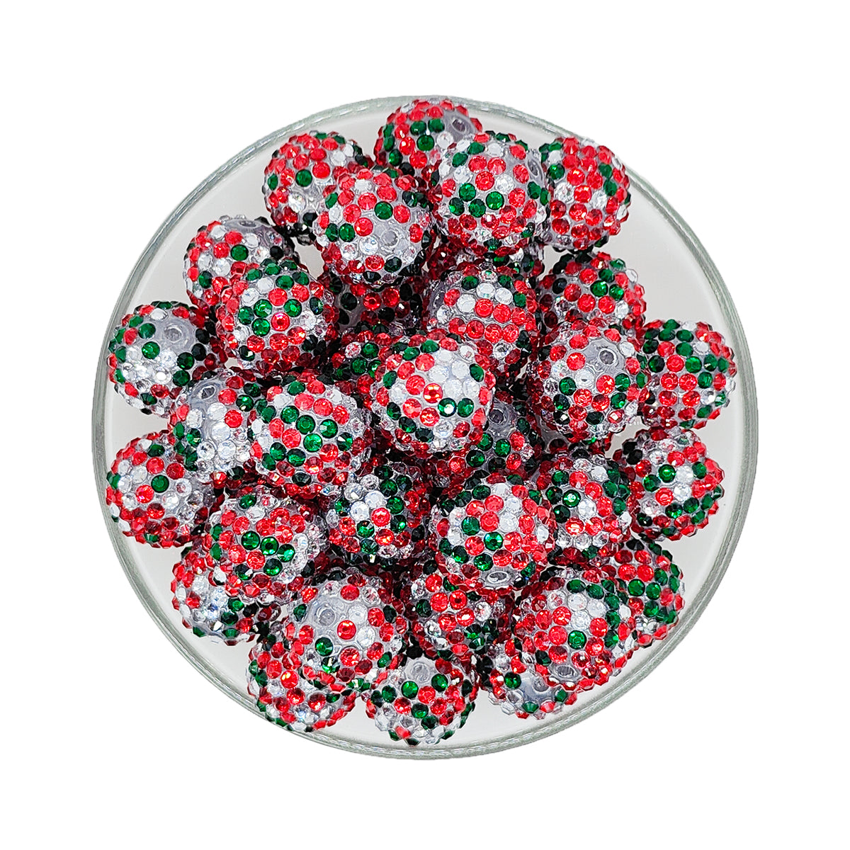 20mm Christmas Rhinestone Bubblegum Acrylic Beads