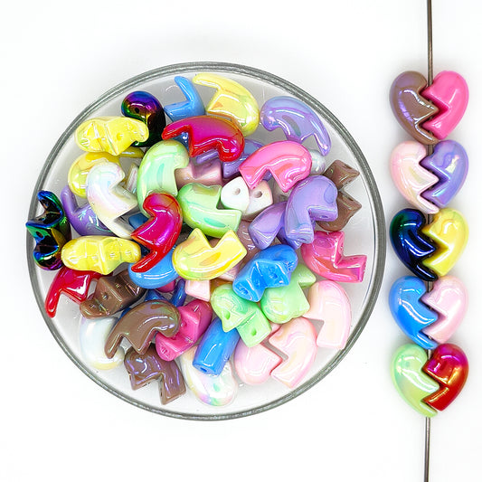 Random Assorted Color Broken Heart UV Acrylic Beads