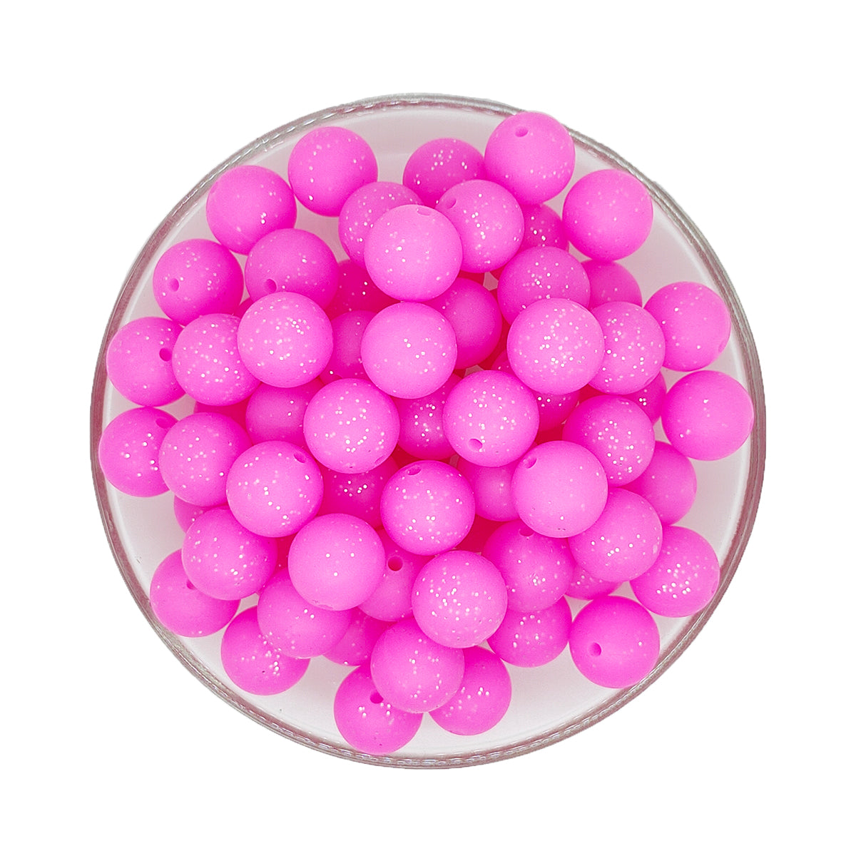 15mm Glow In The Dark Glitter Round Silicone Beads