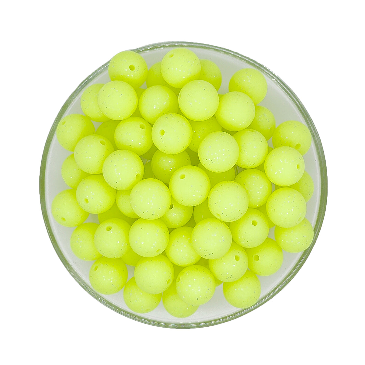 15mm Glow In The Dark Glitter Round Silicone Beads