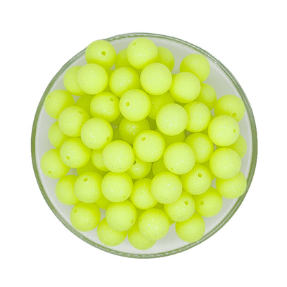 15mm Glow In The Dark Glitter Round Silicone Beads