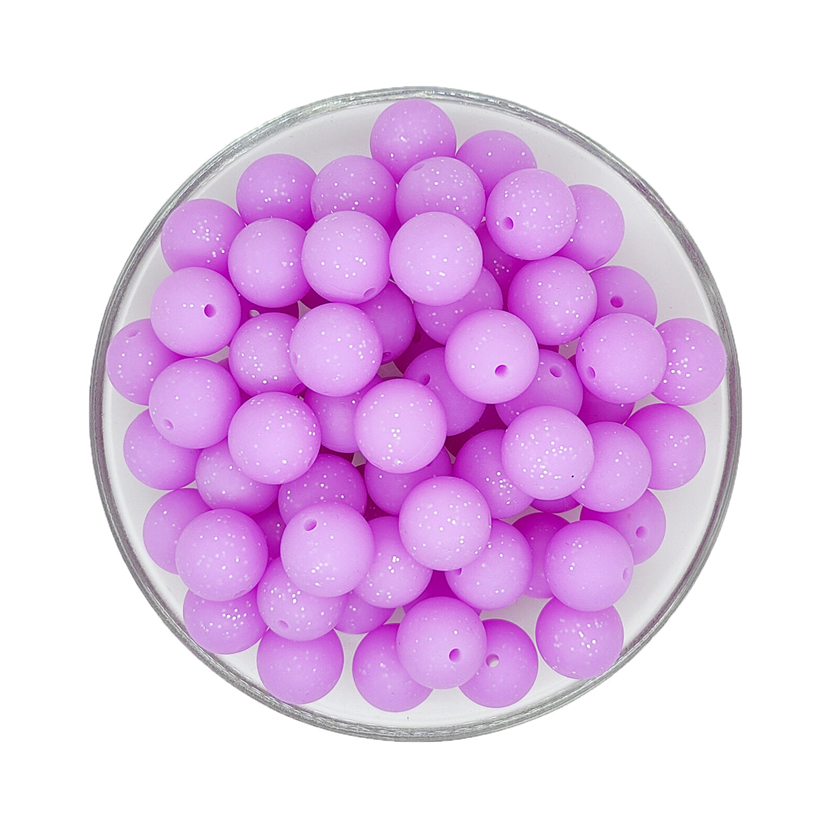 15mm Glow In The Dark Glitter Round Silicone Beads