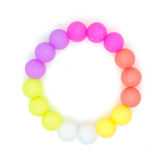 15mm Glow In The Dark Glitter Round Silicone Beads