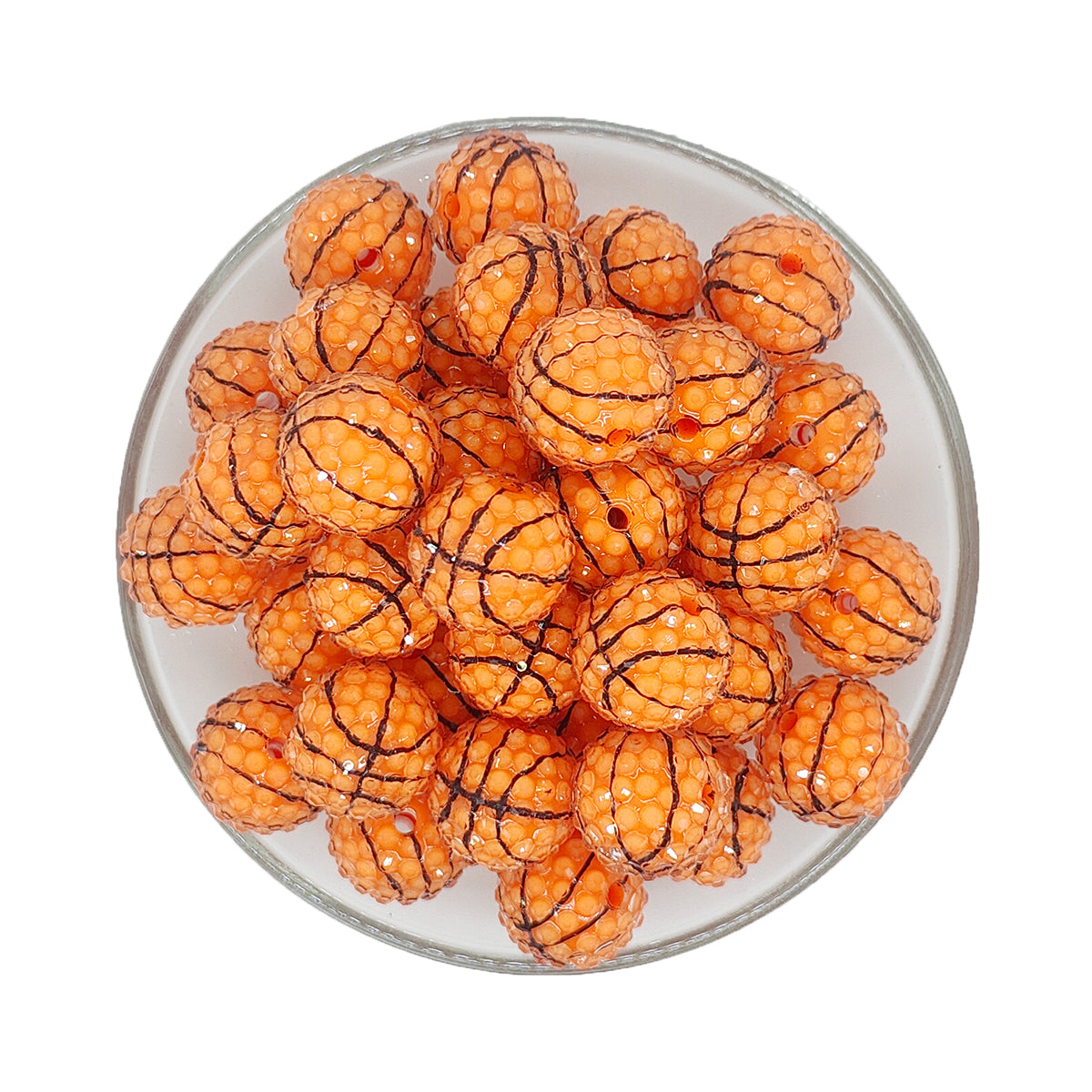 20mm Basketball Rhinestone Bubblegum Acrylic Beads