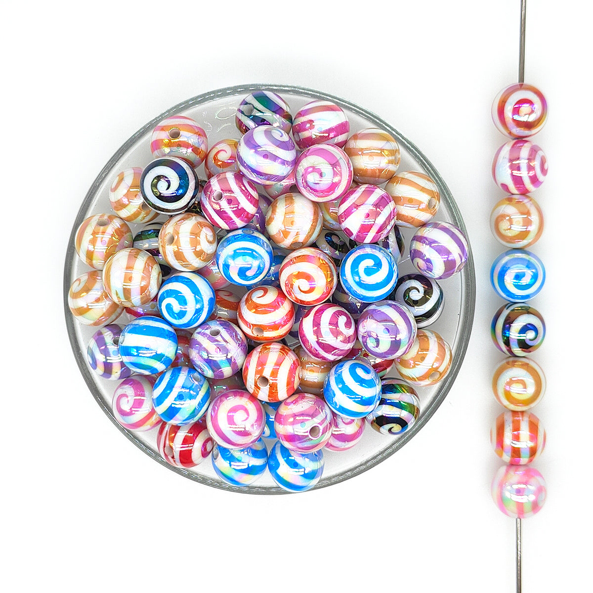16mm UV Assorted Color Swirl Gumball Acrylic Beads