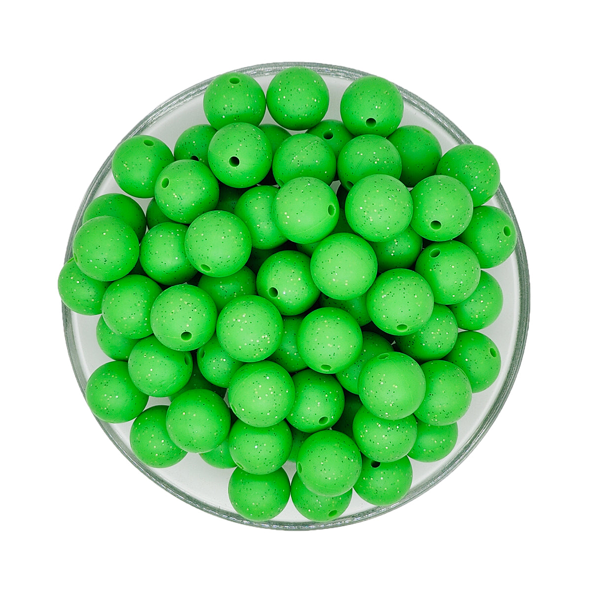 New 15mm Round Glitter Silicone Beads