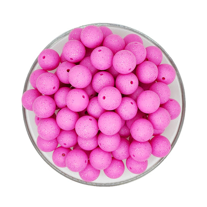 New 15mm Round Glitter Silicone Beads