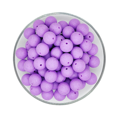 New 15mm Round Glitter Silicone Beads