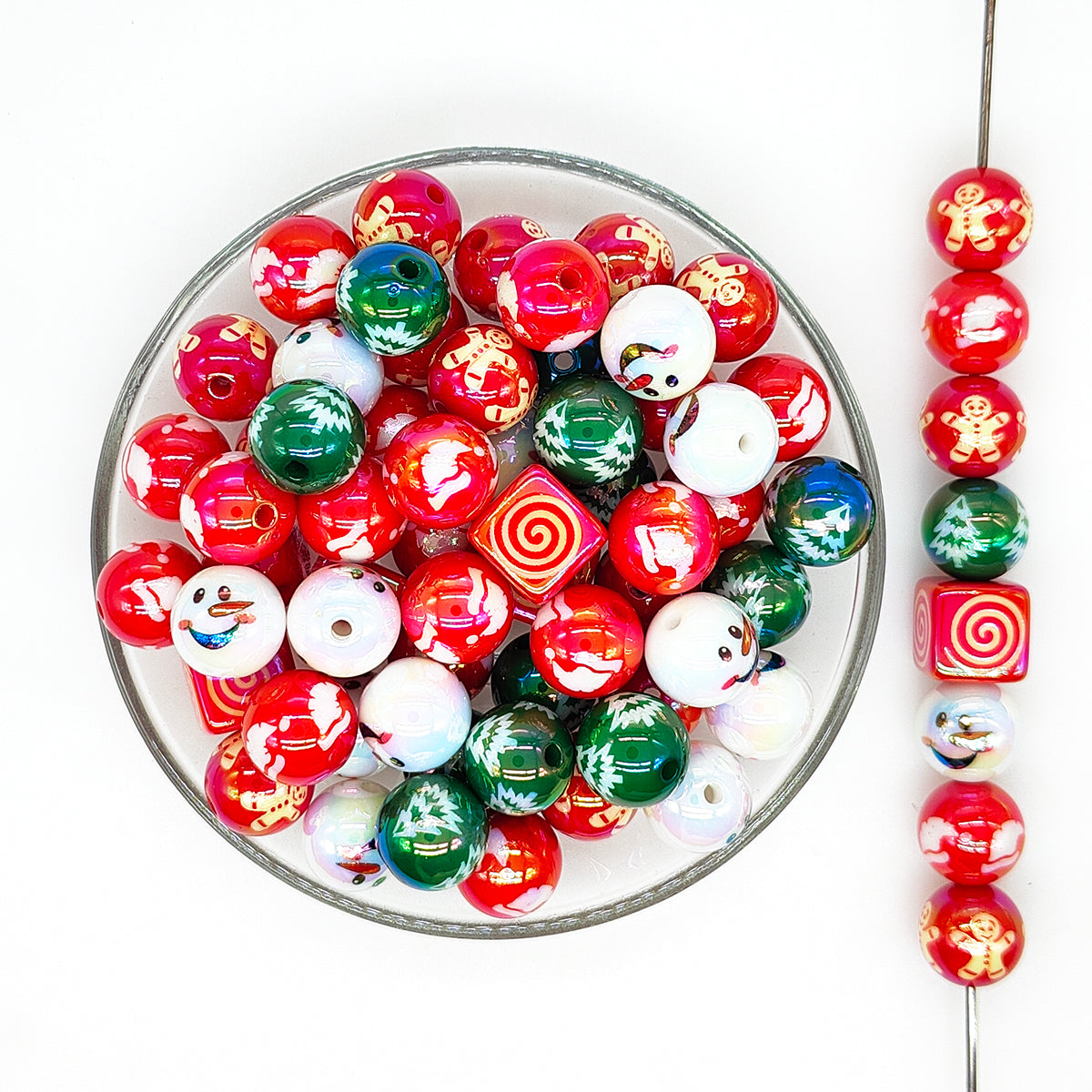 16mm Chunky Christmas Bubblegum Acrylic Beads Assorted