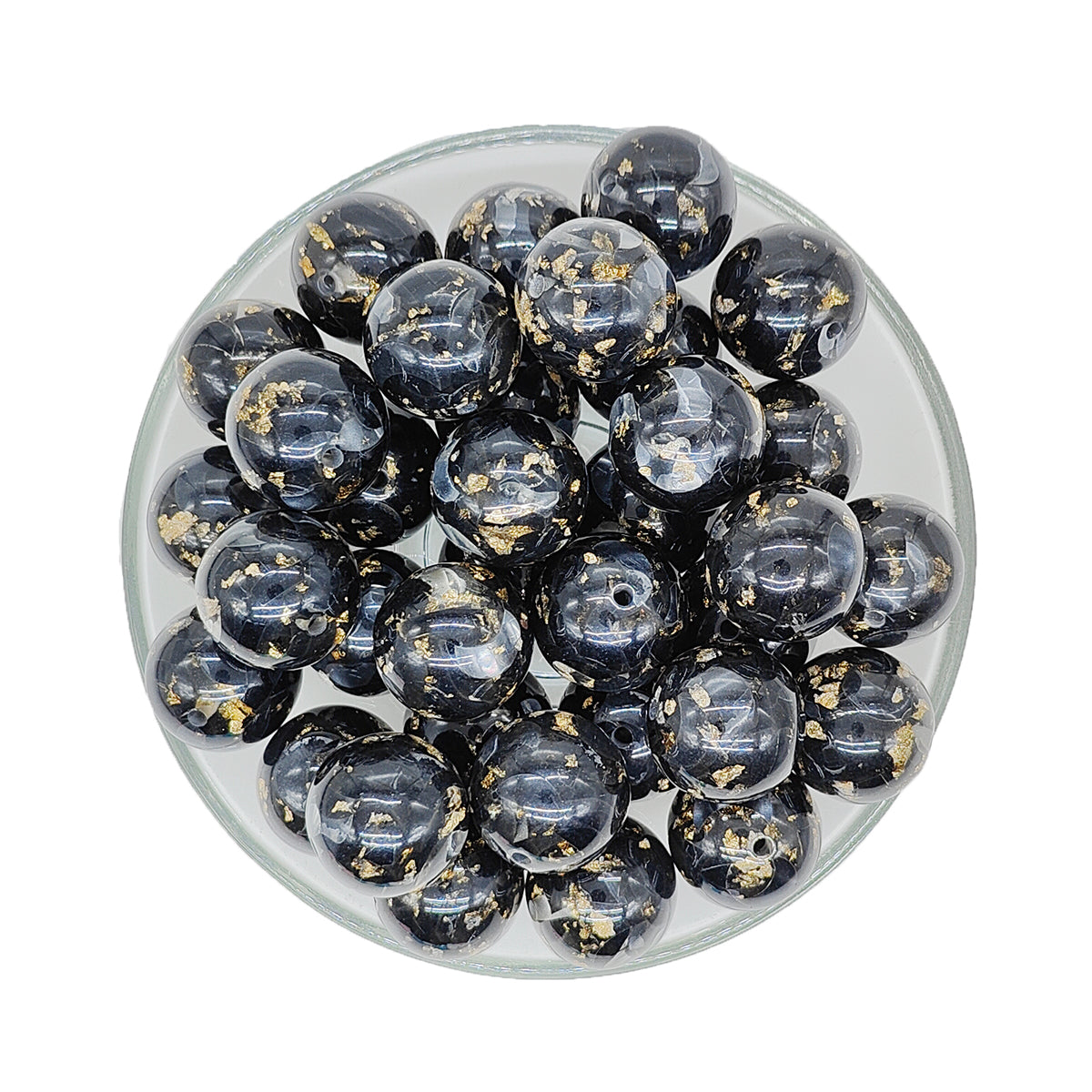 20mm Black Jelly Flake Chunky Bubblegum Acrylic Beads