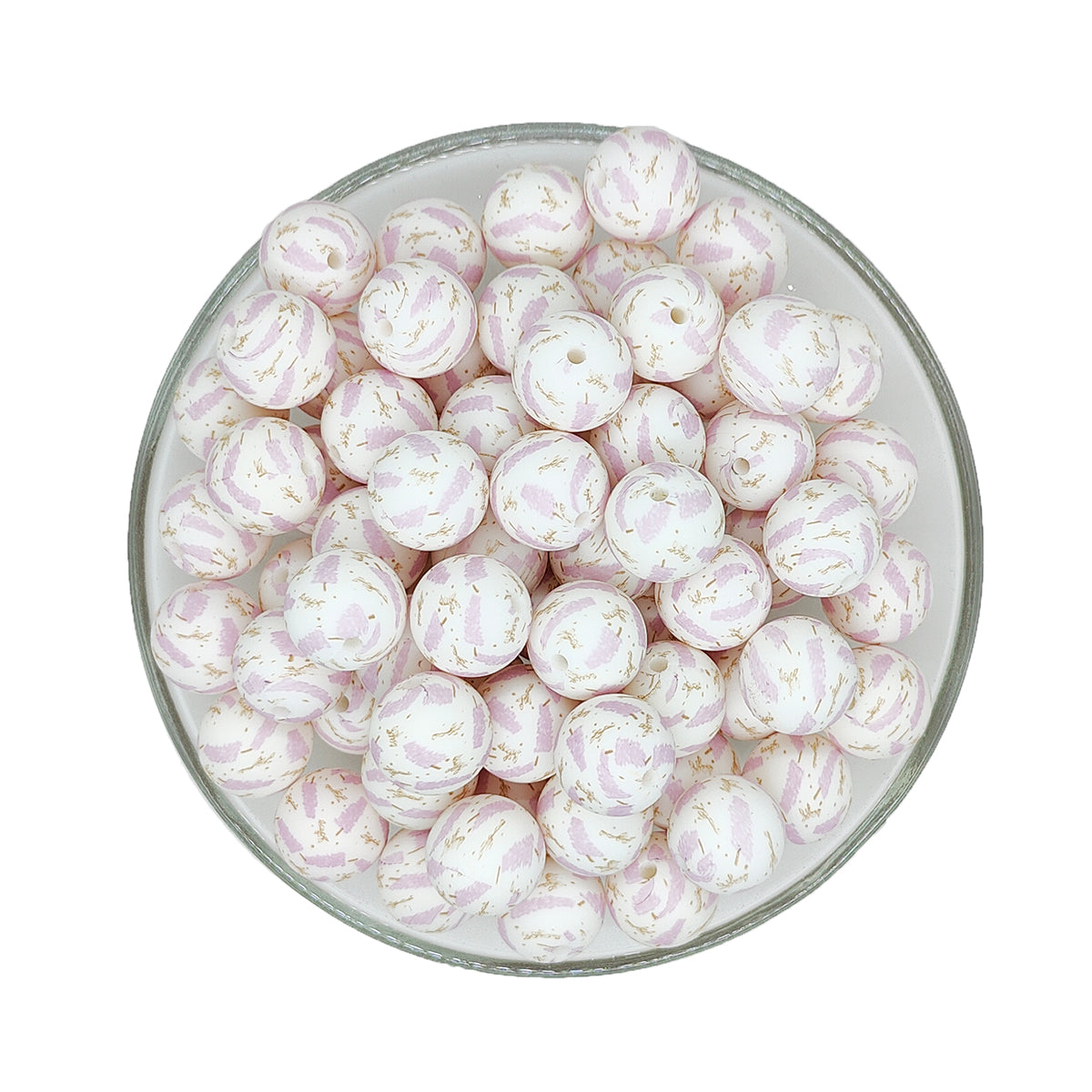 15mm Coffee Cup Print Round Silicone Beads