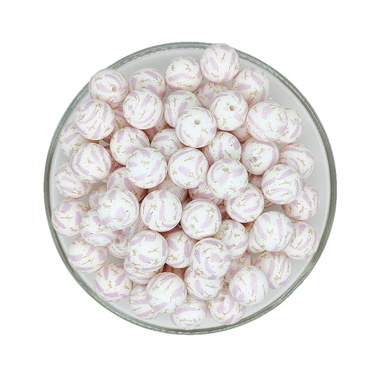 15mm Coffee Cup Print Round Silicone Beads