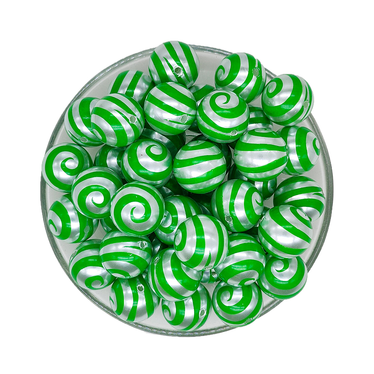 20mm Green Swirl Bubblegum Acrylic Beads