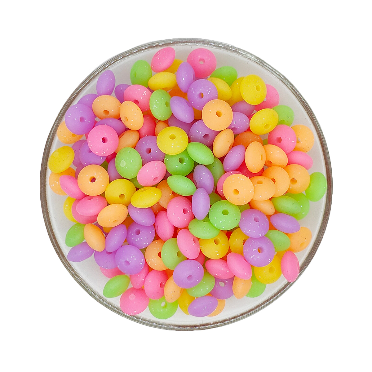 Glitter Lentil Silicone Spacer Beads 12*7mm