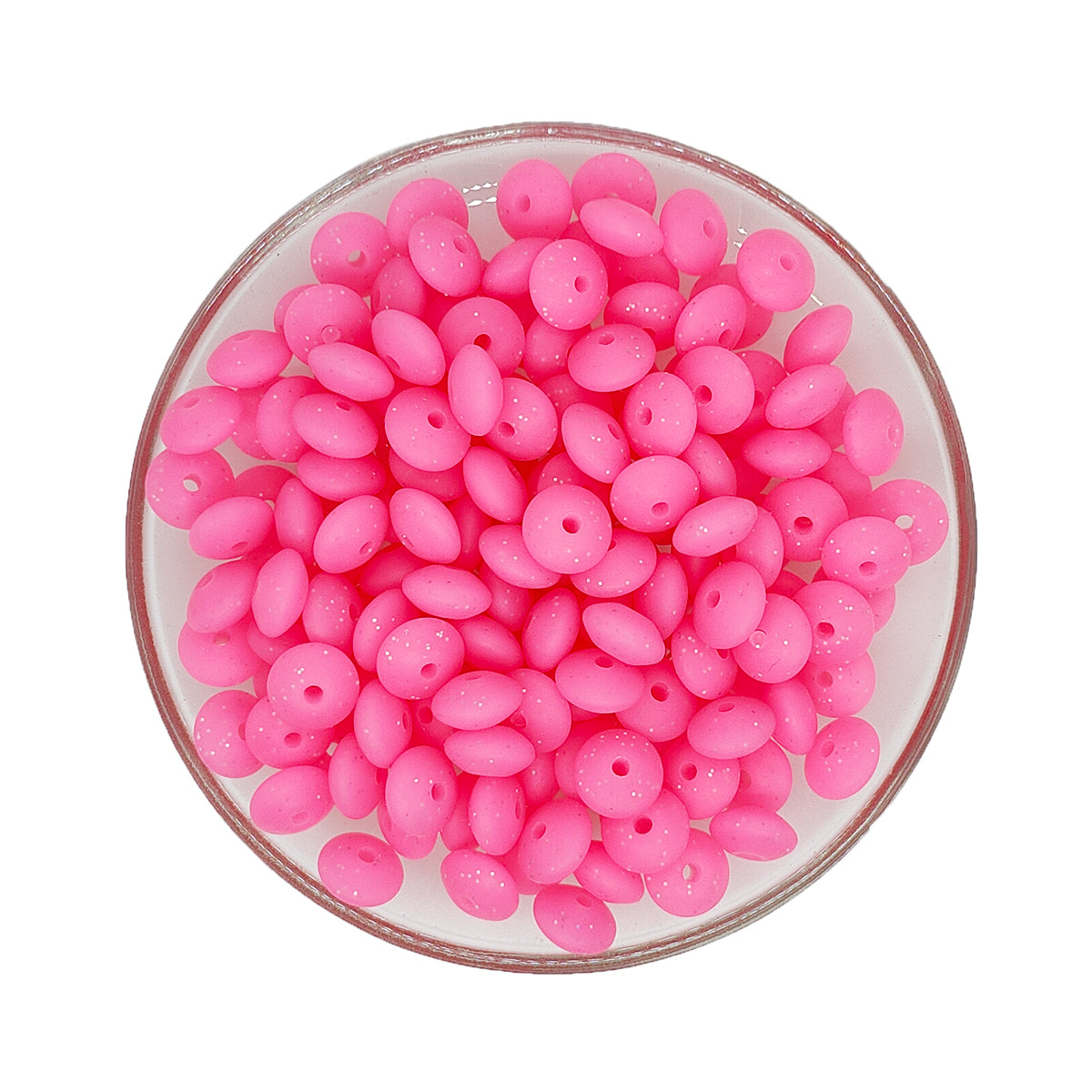 Glitter Lentil Silicone Spacer Beads 12*7mm