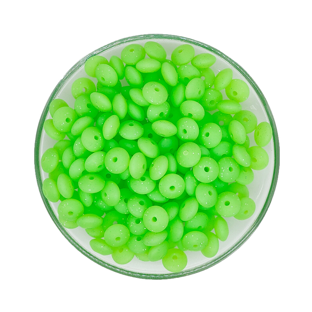 Glitter Lentil Silicone Spacer Beads 12*7mm