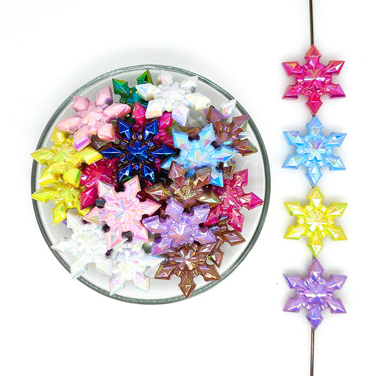 UV Snowflake Bubblegum Acrylic Beads