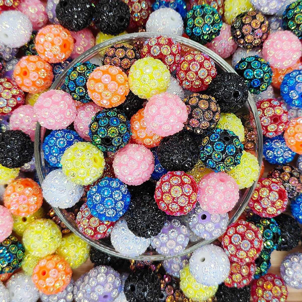 20mm Flower AB Rhinestone Bubblegum Acrylic Beads