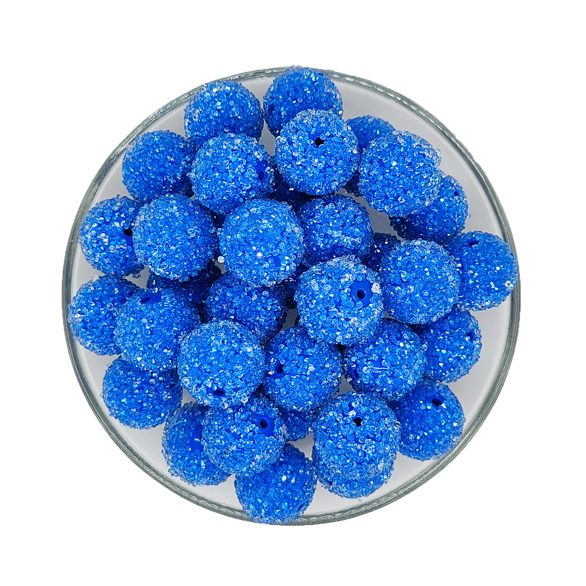 20mm Blue Rhinestone Chunky Bubblegum Acrylic Sugar Beads