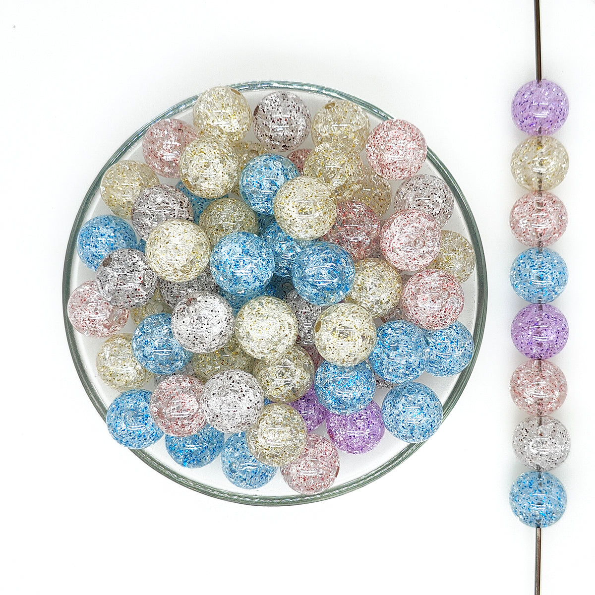 16mm Glitter Crack Assorted Acrylic Gumball Beads