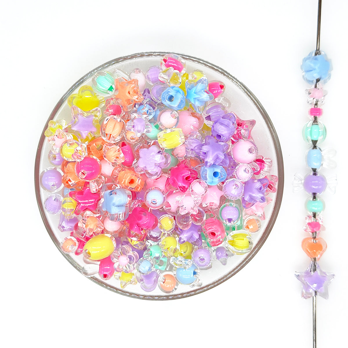 500Pcs Assorted Loose Acrylic Beads,Mixed Shape and Color Beads