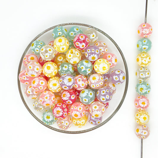 16mm UV Colorful Daisy Gumball Acrylic Beads