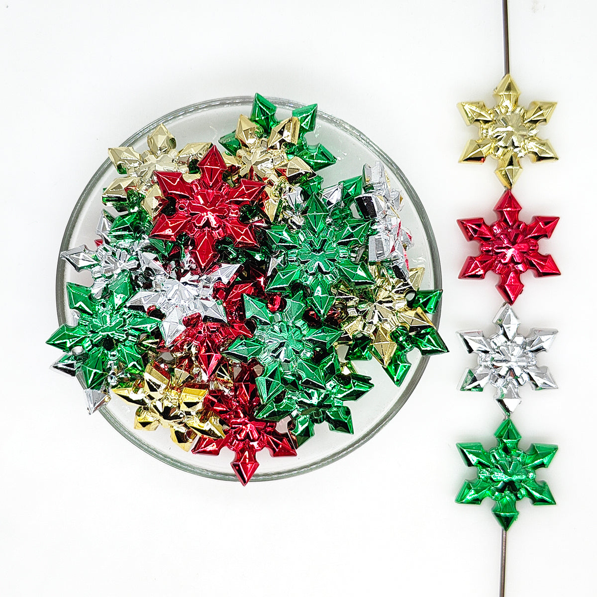 UV Snowflake Christmas Focal Acrylic Beads Mix