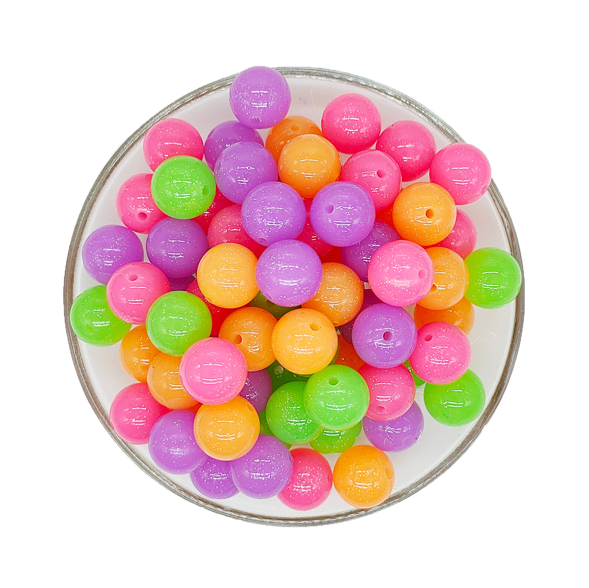 Jelly Glitter 15mm Round Silicone Beads