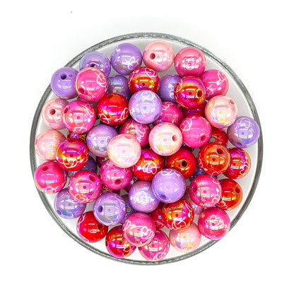 16mm Valentines Day Acrylic Beads Mix,UV Gumball Bead