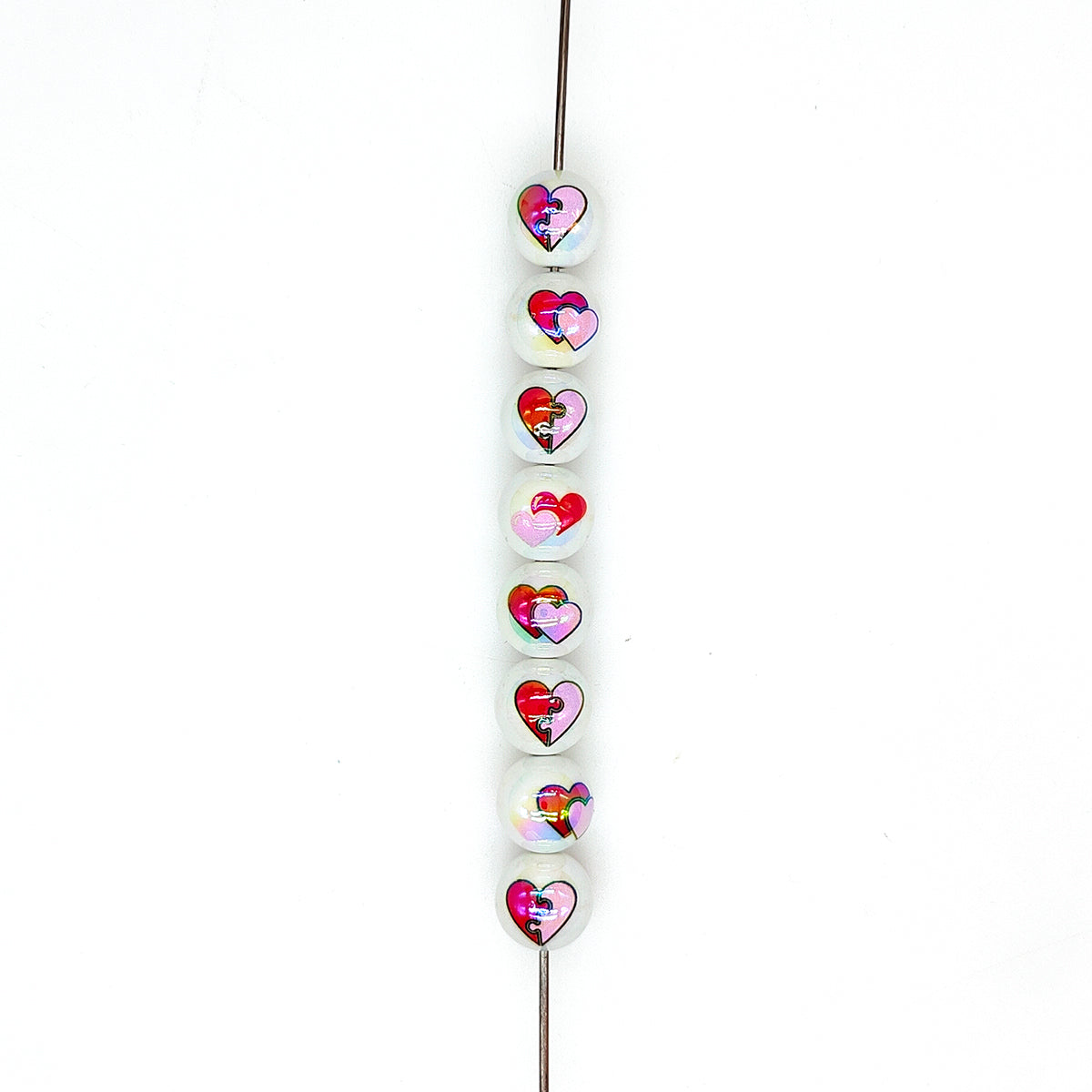 16mm Love Heart Print Assorted Acrylic Gumball Beads