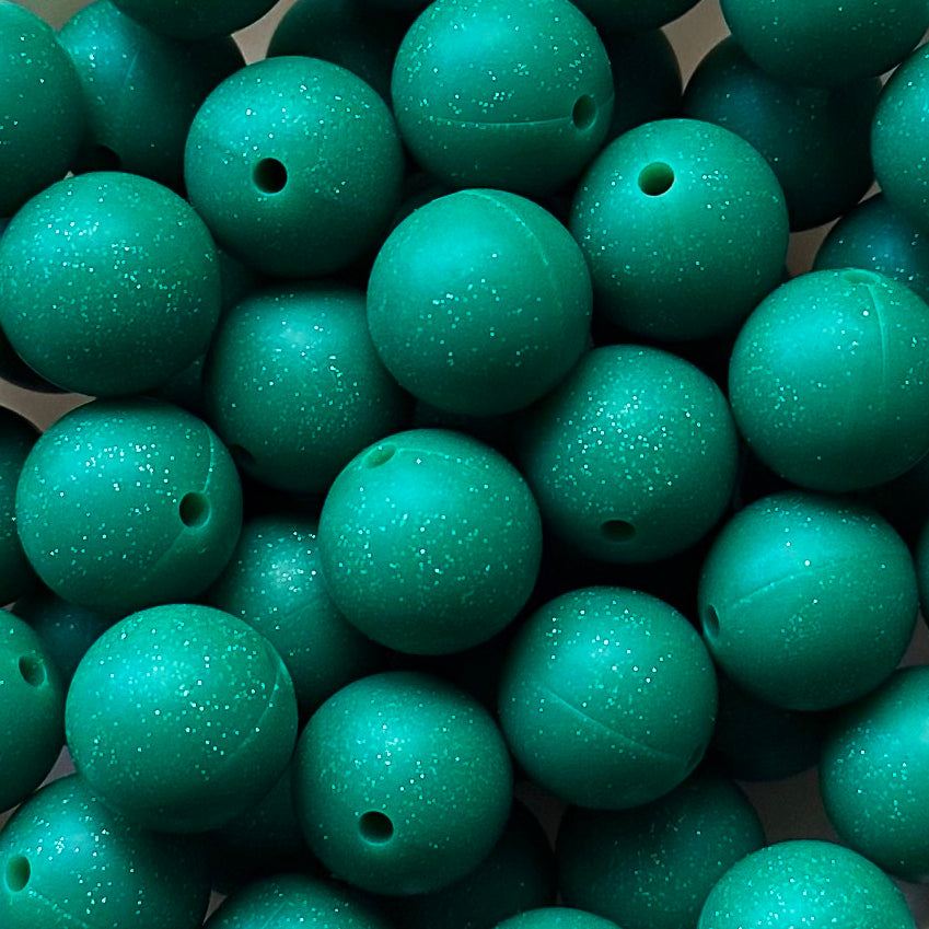 New 15mm Round Glitter Silicone Beads