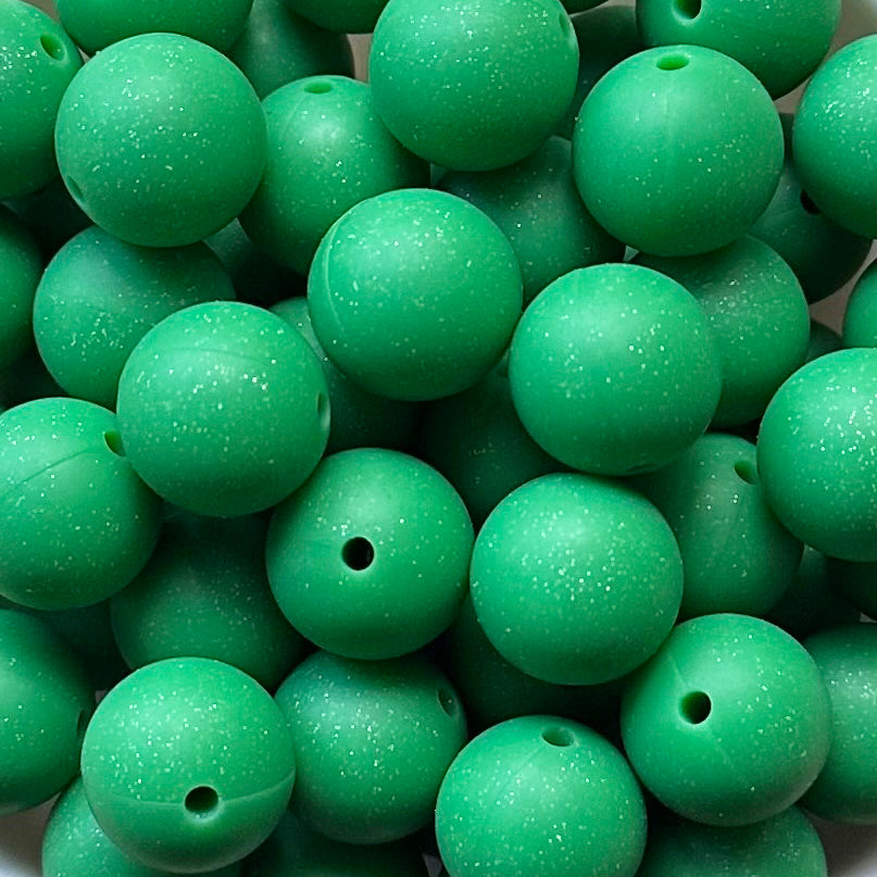 New 15mm Round Glitter Silicone Beads