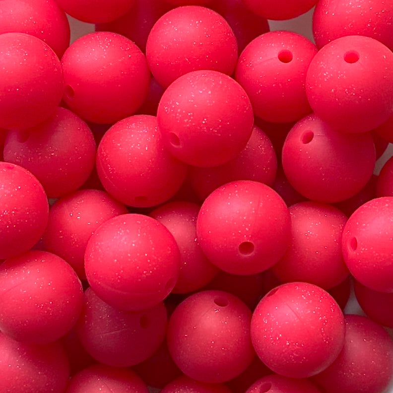 New 15mm Round Glitter Silicone Beads