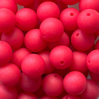 New 15mm Round Glitter Silicone Beads