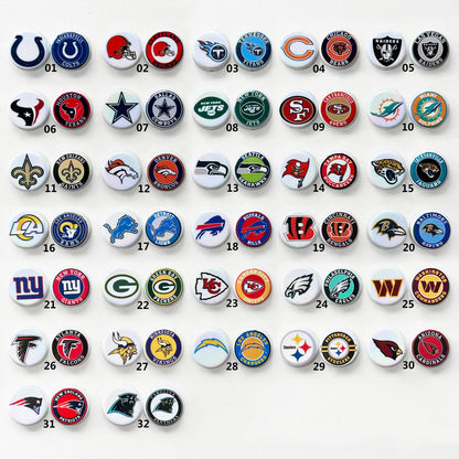 24mm UV Flat Round Football Team Acrylic Beads,Coin Beads