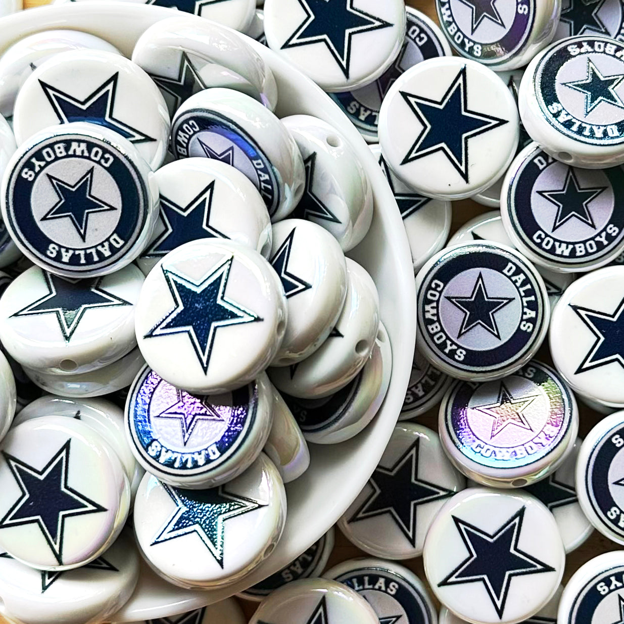 24mm UV Flat Round Football Team Acrylic Beads,Coin Beads