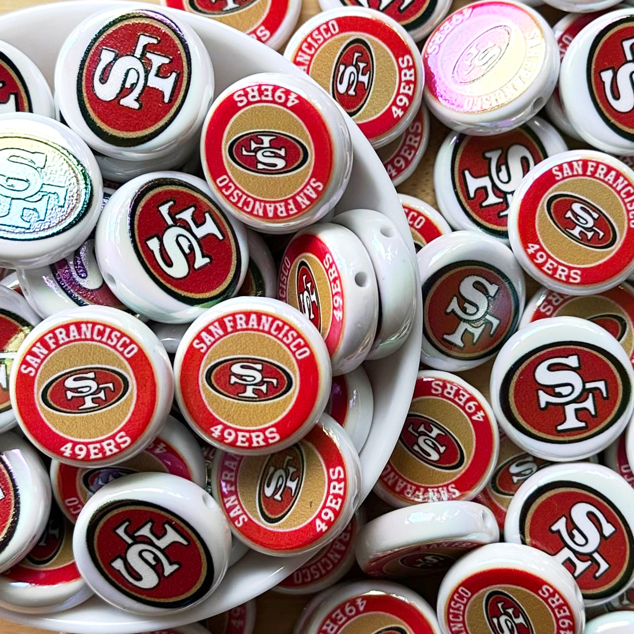 24mm UV Flat Round Football Team Acrylic Beads,Coin Beads