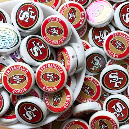 24mm UV Flat Round Football Team Acrylic Beads,Coin Beads