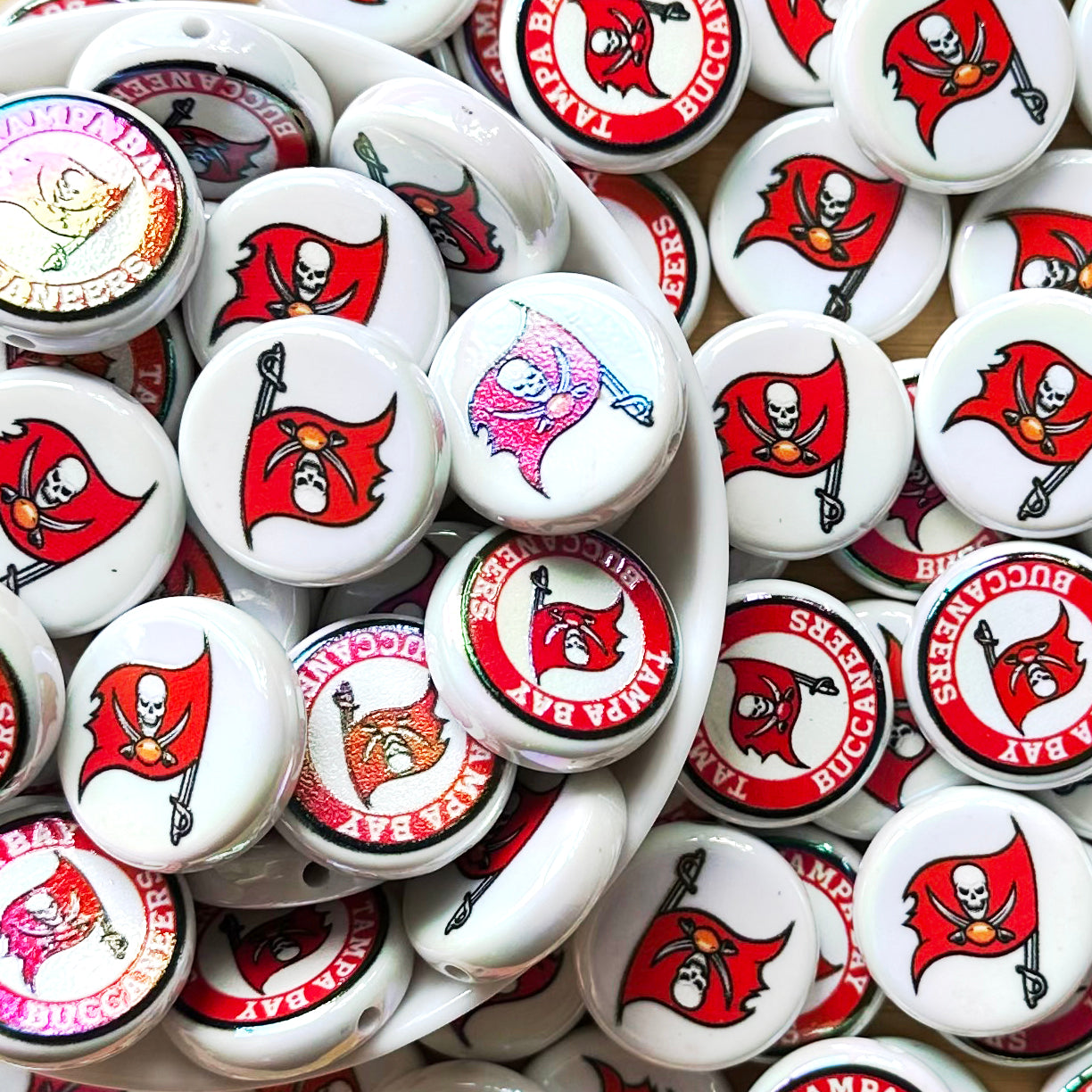 24mm UV Flat Round Football Team Acrylic Beads,Coin Beads