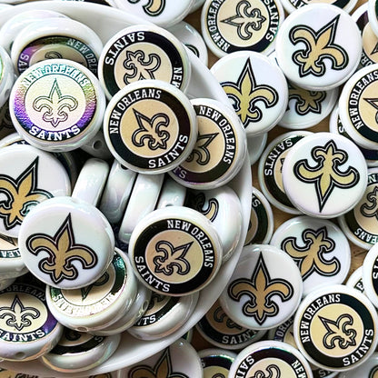 24mm UV Flat Round Football Team Acrylic Beads,Coin Beads