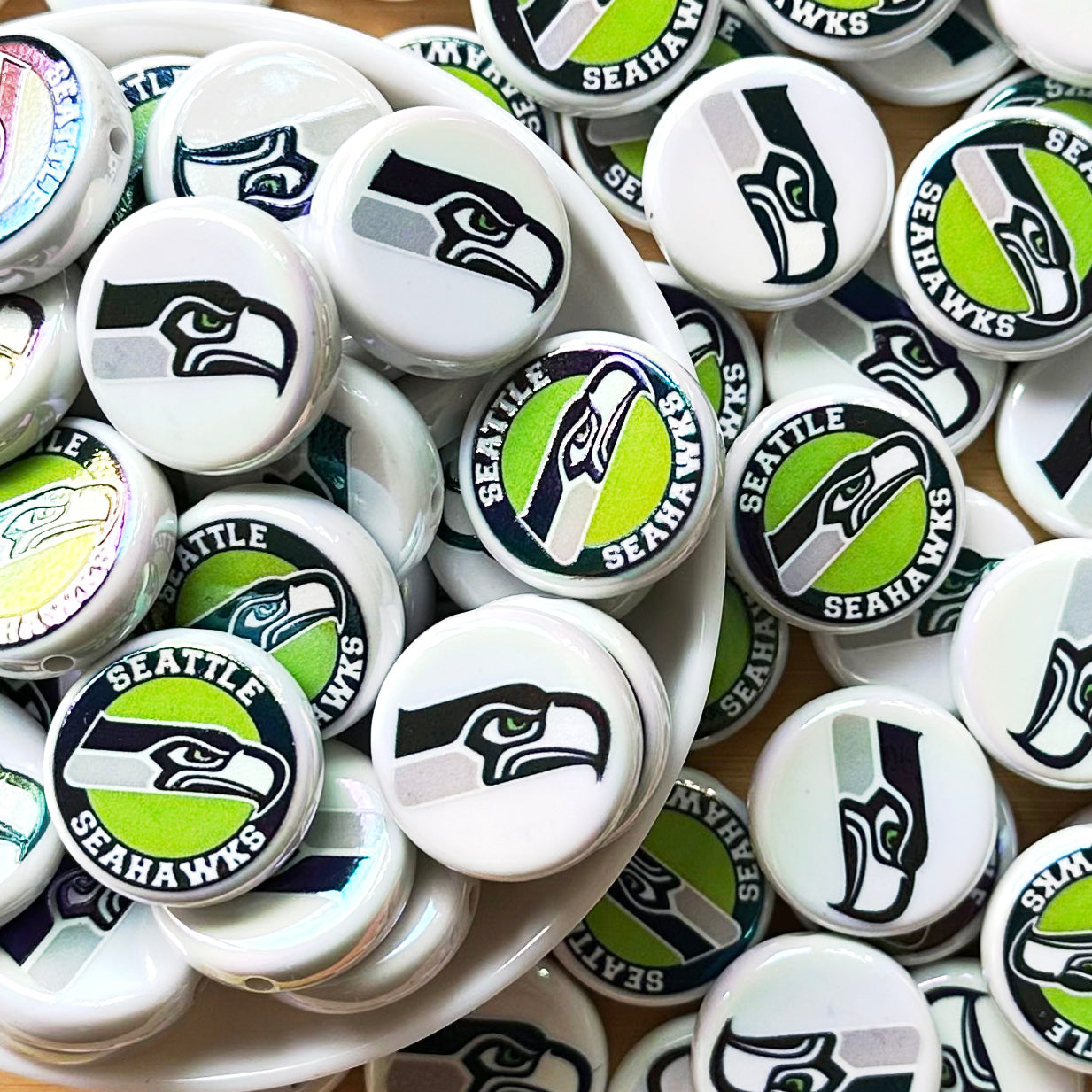 24mm UV Flat Round Football Team Acrylic Beads,Coin Beads