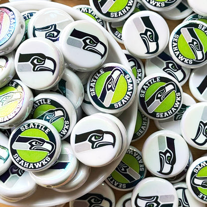 24mm UV Flat Round Football Team Acrylic Beads,Coin Beads