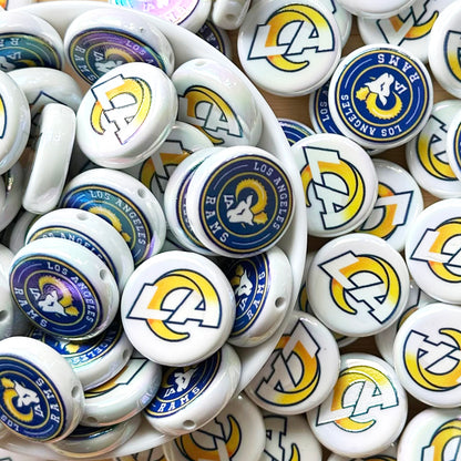 24mm UV Flat Round Football Team Acrylic Beads,Coin Beads