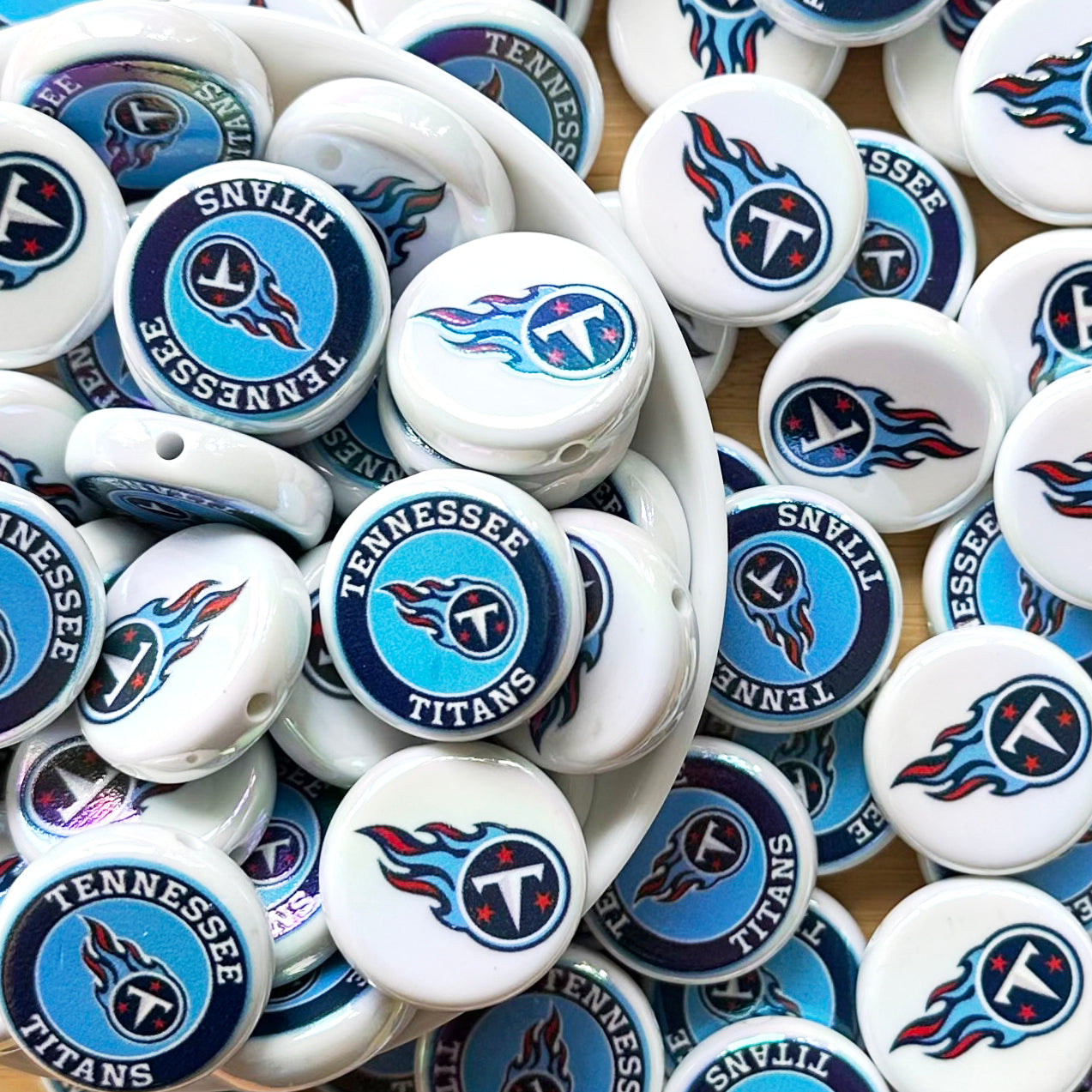 24mm UV Flat Round Football Team Acrylic Beads,Coin Beads