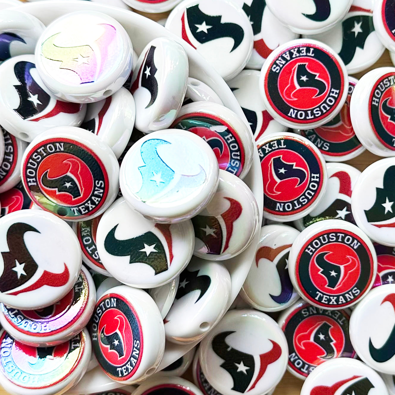 24mm UV Flat Round Football Team Acrylic Beads,Coin Beads